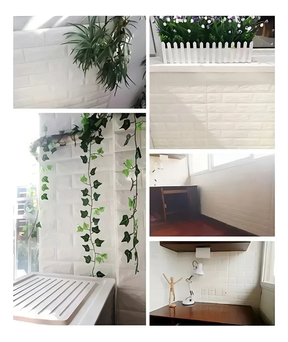 Placas Adesivas 3D Tijolinho Branco - 20 Unidades — foto 3