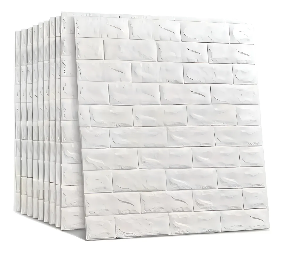Placas Adesivas 3D Tijolinho Branco - 20 Unidades