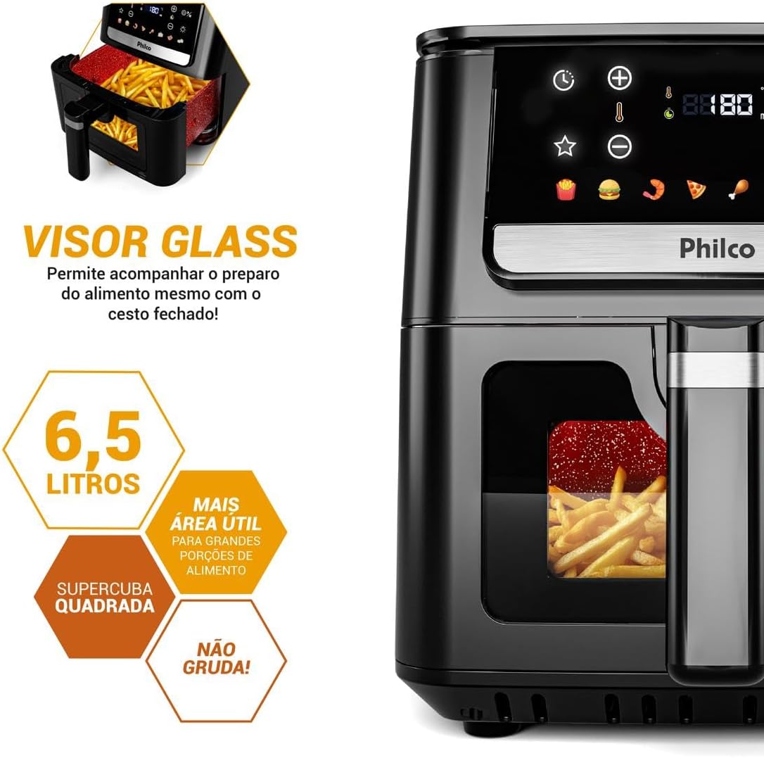 Air Fryer Philco PAF65 6,5L Visor Glass 1700W 127V — foto 4