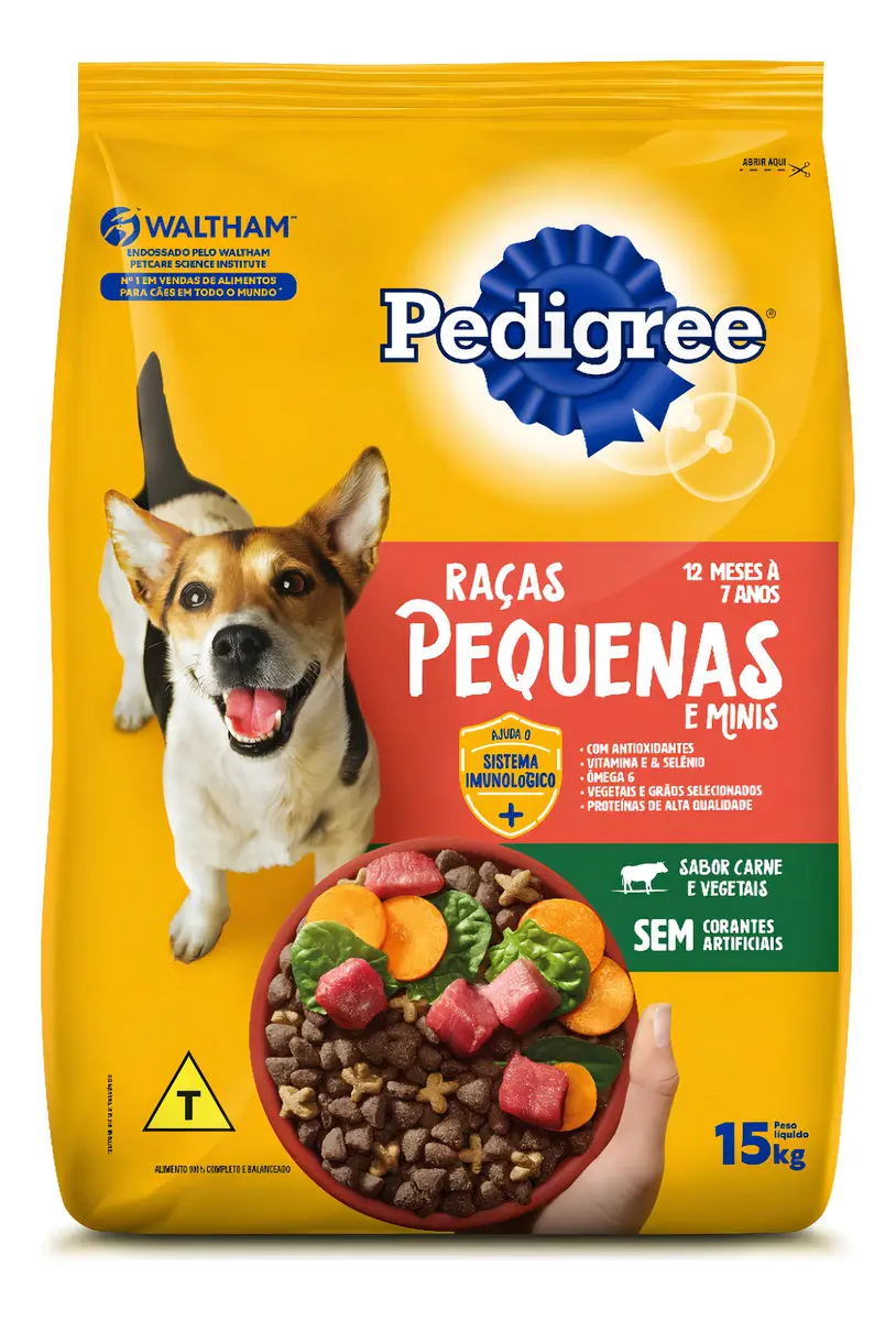 Ração Pedigree Cães Adultos Raças Pequenas Sabor Carne e Vegetais 15kg