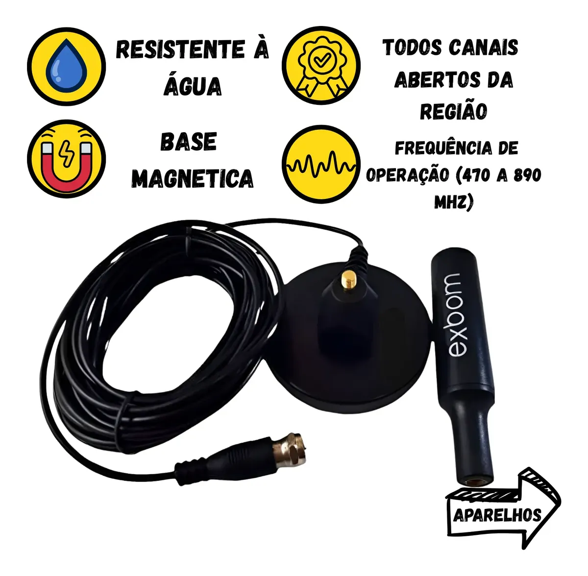 Antena Digital Interna HDTV 4,5 Metros - Amplificação 3,5 dBi — foto 4