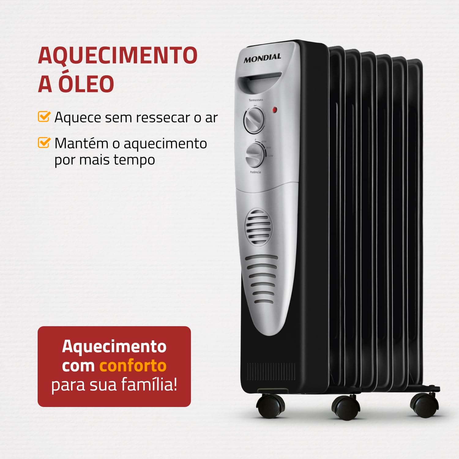 Aquecedor a Óleo Mondial A-06 Preto e Prata 1500W 220V — foto 2