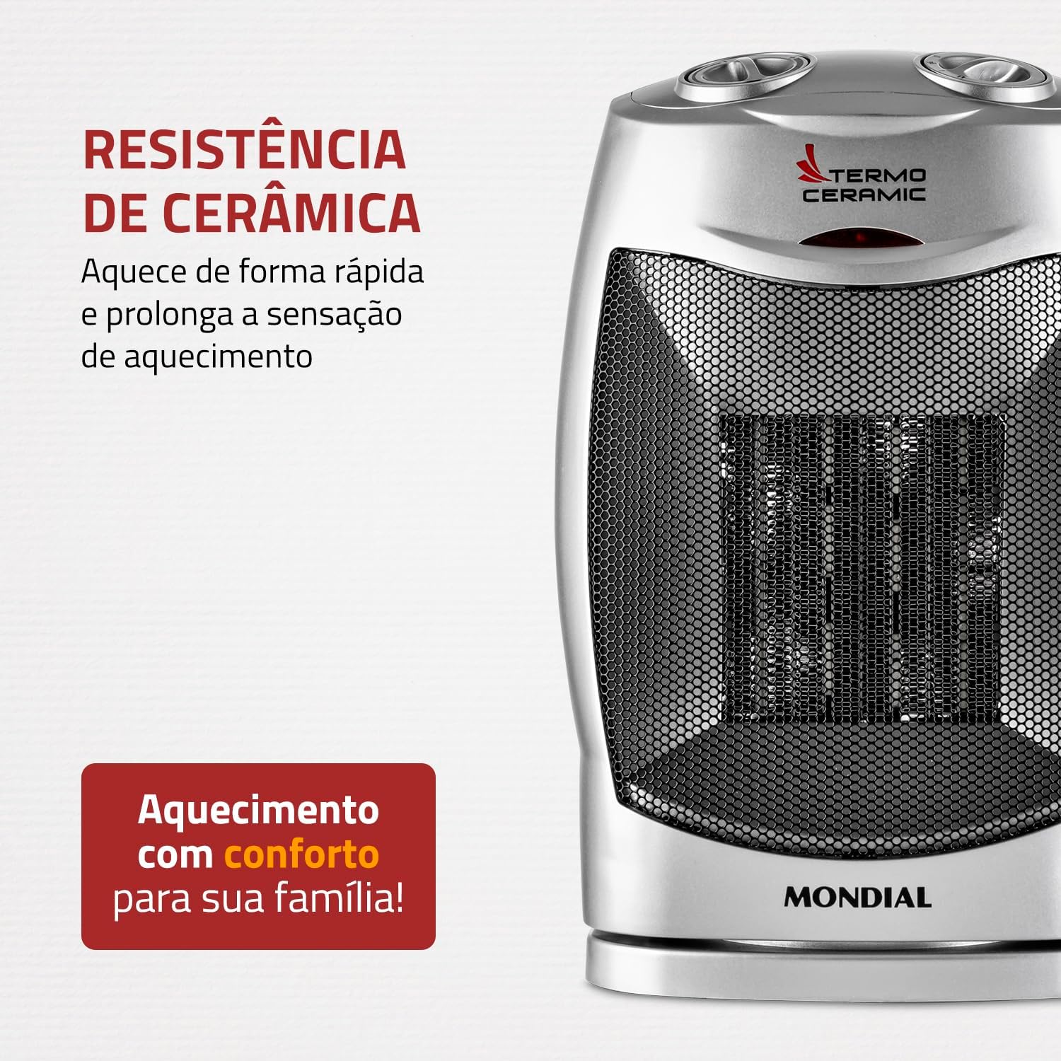 Aquecedor Termo Ceramic Mondial A-05 1500W 110V Preto e Prata — foto 3