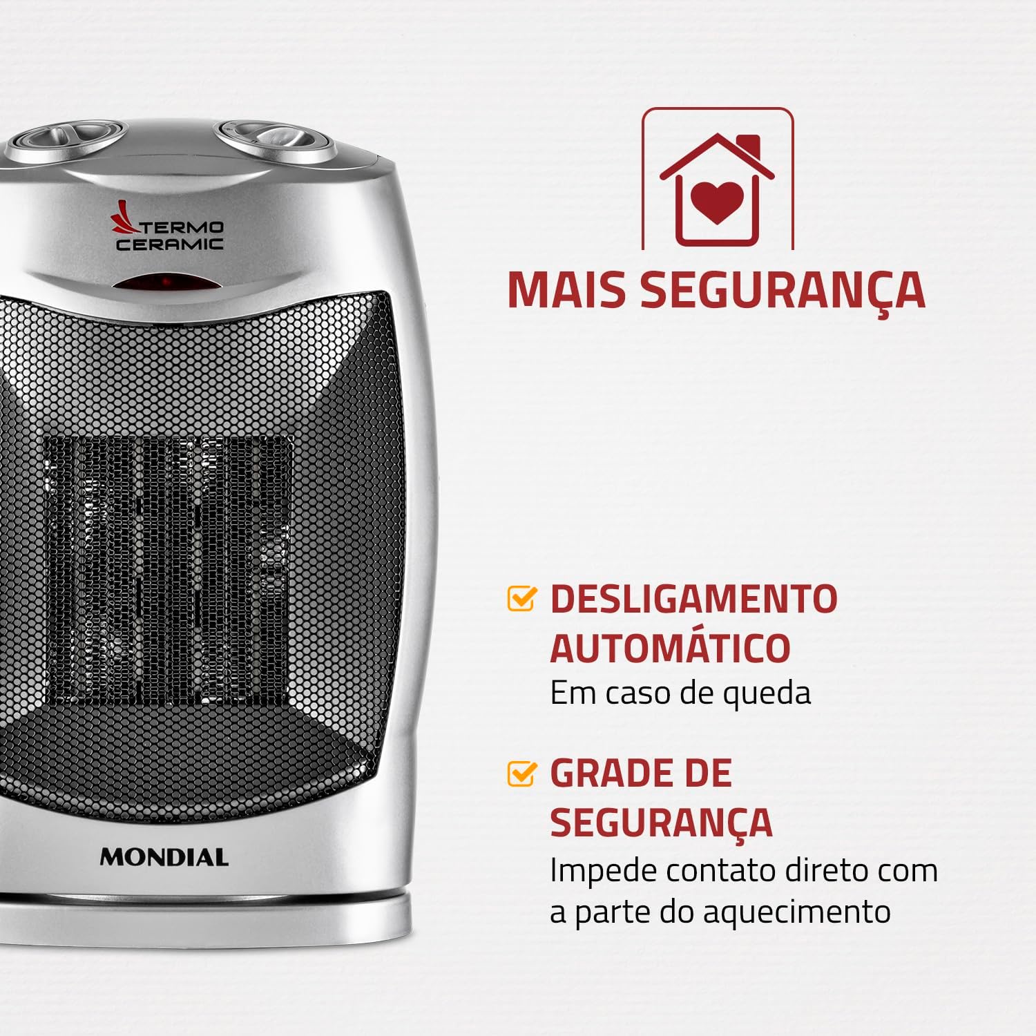 Aquecedor Termo Ceramic Mondial A-05 1500W 110V Preto e Prata — foto 5