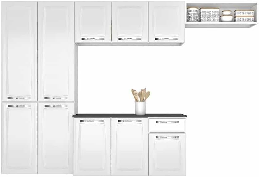 Armário de Cozinha Itatiaia Amanda Aço Compacto com Balcão 10 Portas e 1 Gaveta