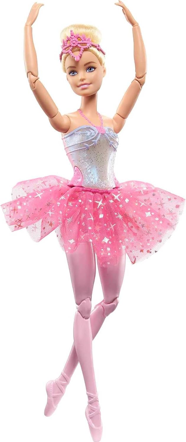 Barbie Fantasia Boneca Bailarina Luzes Brilhantes Rosa
