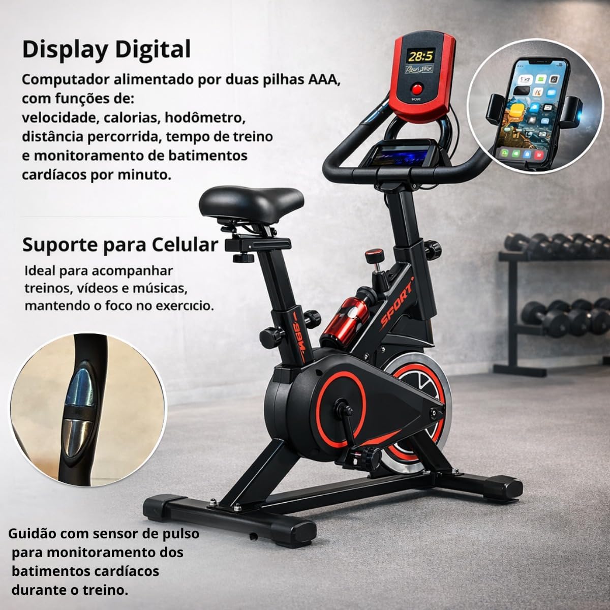 Bicicleta Ergométrica Spinning Silenciosa Vertical Modelo Premium — foto 4