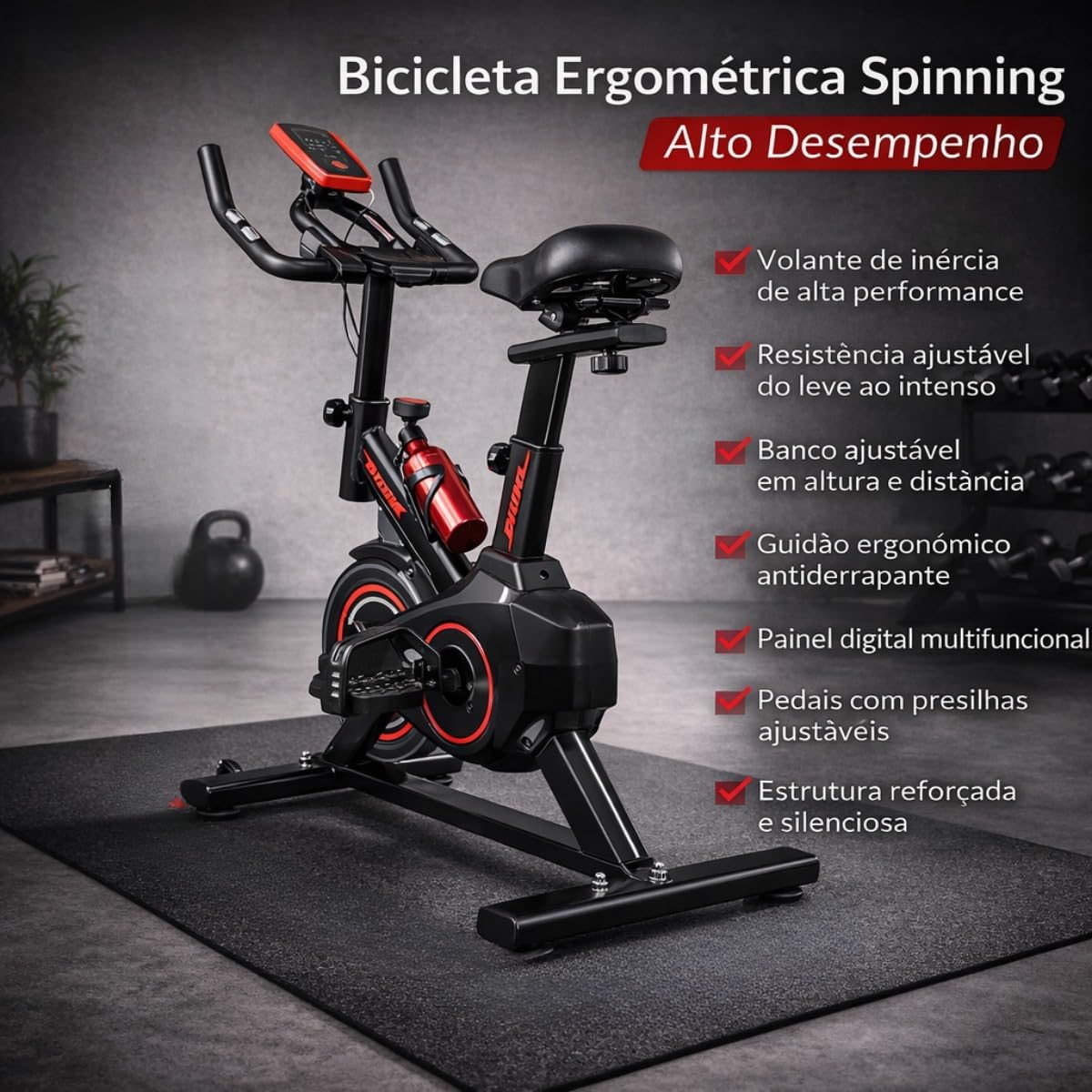Bicicleta Ergométrica Spinning Silenciosa Vertical Modelo Premium — foto 6