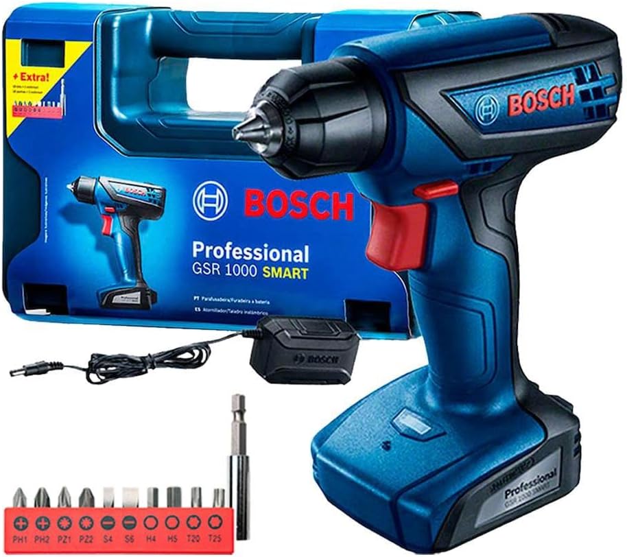 Bosch Furadeira Parafusadeira GSR 1000 Smart 12V com Acessórios