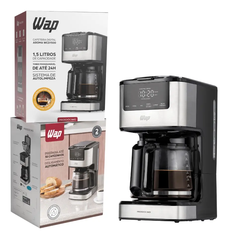 Cafeteira Inteligente Elétrica WAP Aroma Digital Programável 1,5L