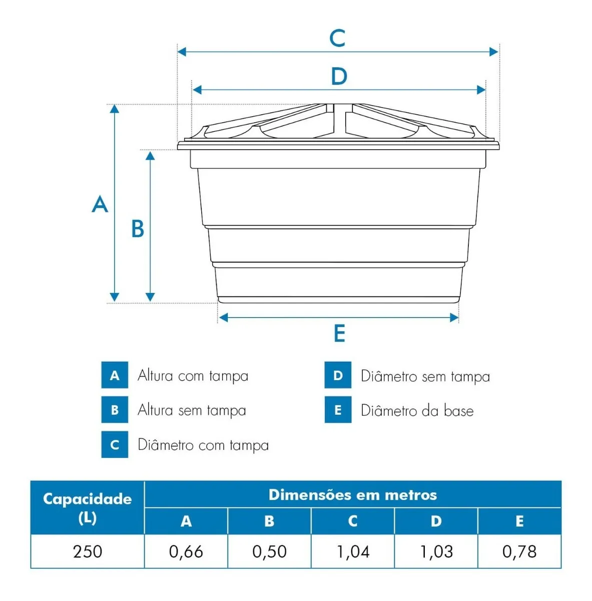 Caixa d'água Fortlev Vertical 250L Polietileno Azul — foto 3