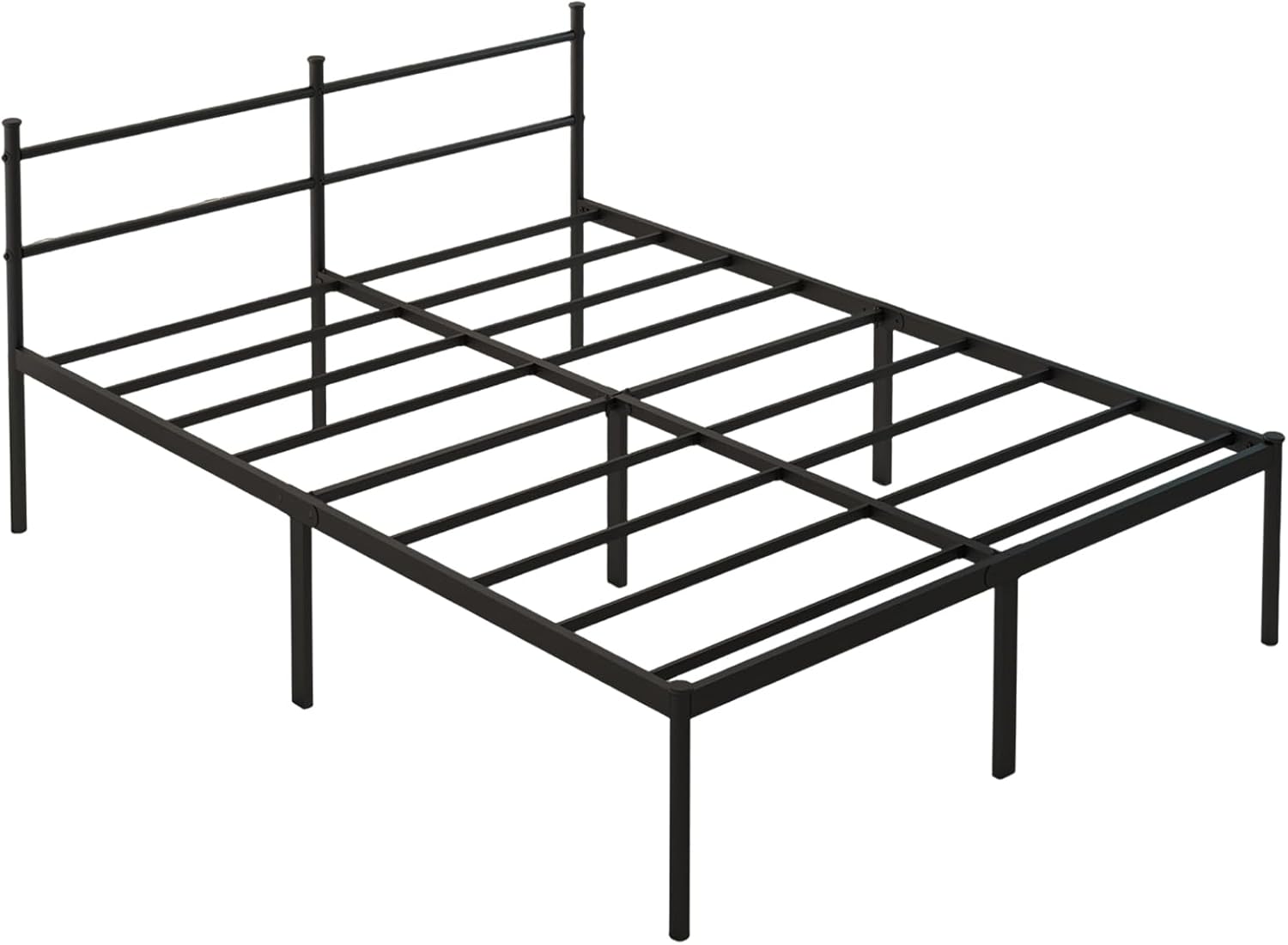 Cama de Casal Padrão 138x188 com Cabeceira Integrada de Ferro e Base Metálica Reforçada