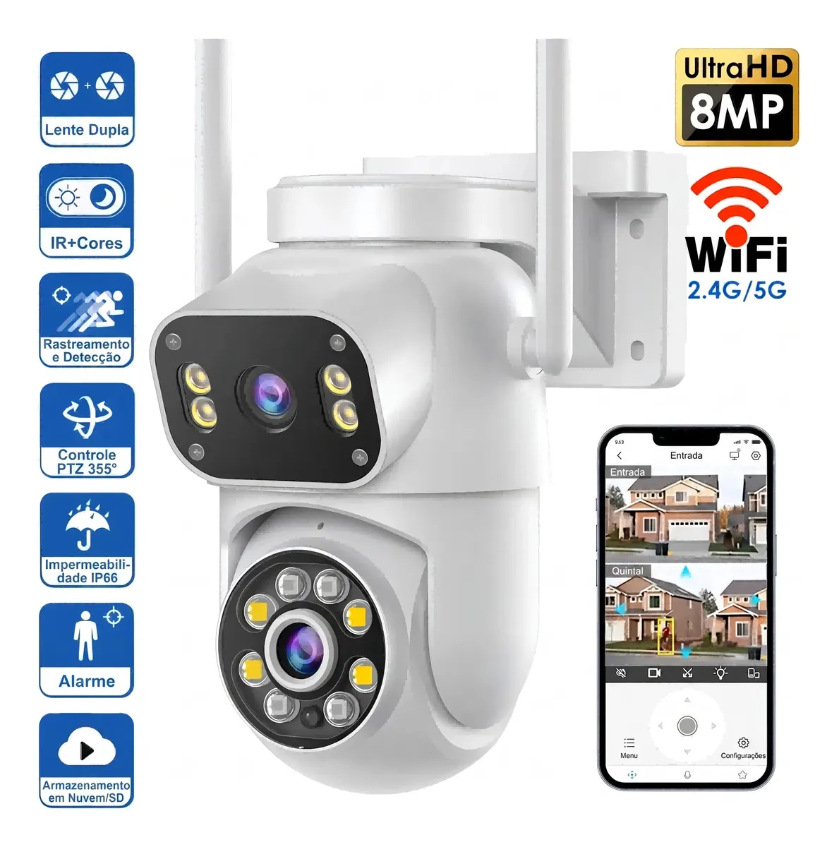 Câmera de vigilância externa MVPsmart DQ8 - Full HD, Bivolt 110V/220V