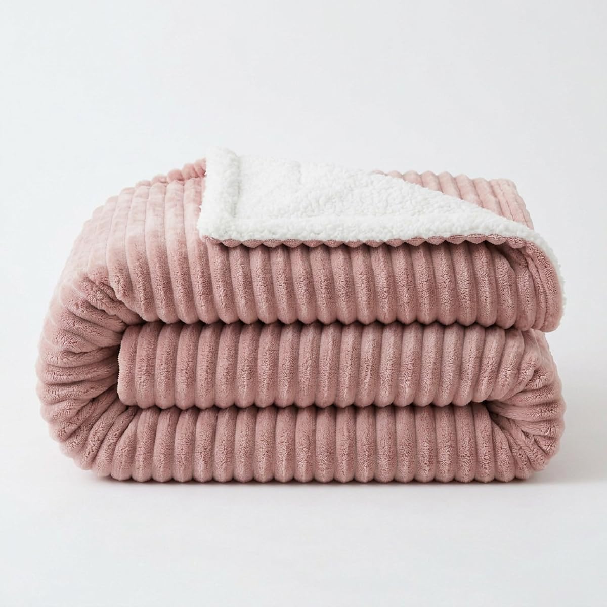 Coberdrom Manta Queen Sherpa Canelado Térmico 2,20x2,40m Casa Dona - Rose