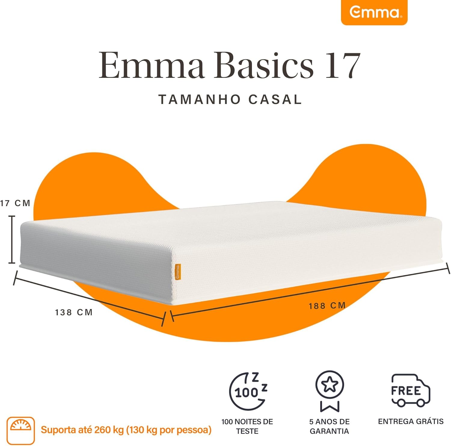 Colchão Emma Basics 17 Espuma D28 - Firme e Confortável — foto 2