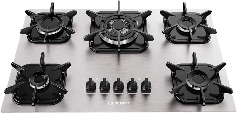 Cooktop Mueller MCG5BK 5 Bocas Alumínio Queimador Tripla Chama
