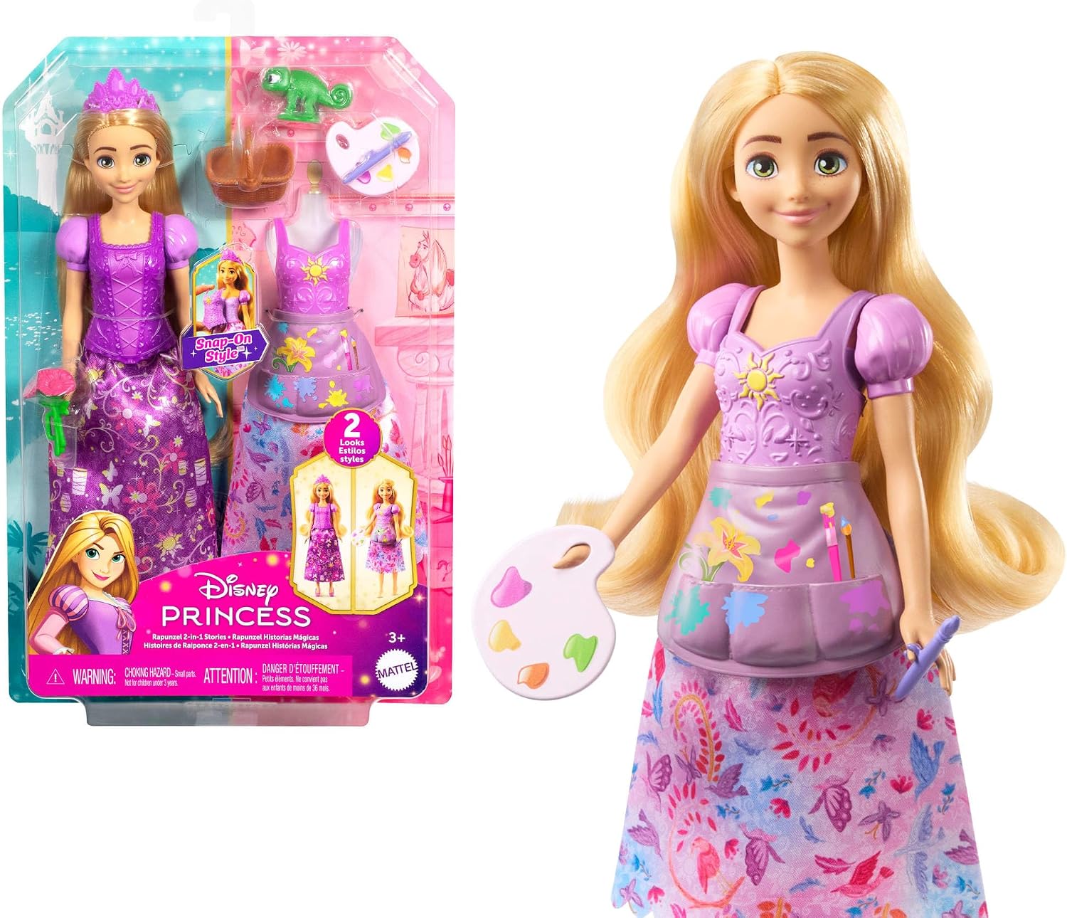 Disney Princesa Rapunzel Mudança de Vestido - Boneca com Looks Trocáveis e Acessórios