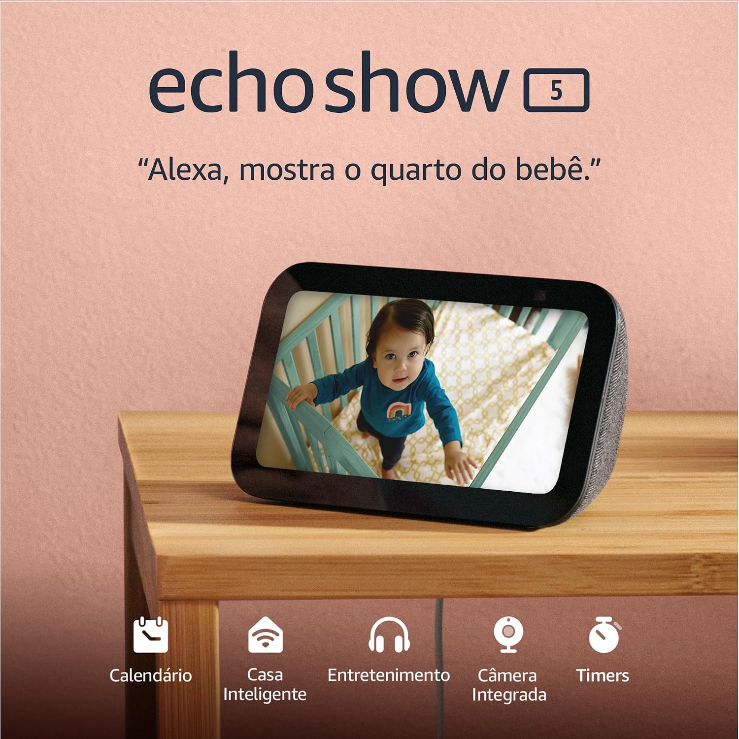 Amazon Echo Show 5 (Geração mais recente) - Smart Display com Alexa - Cor Preta