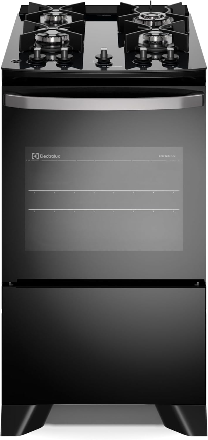 Fogão 4 Bocas Electrolux FE4GB Preto com Mesa de Vidro e Tripla Chama