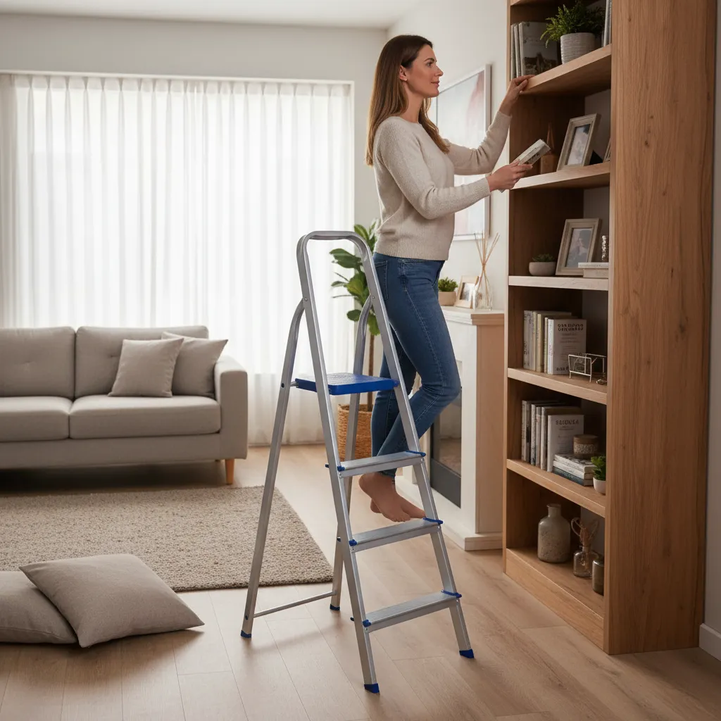 Escada Dobrável Alumínio Mor 4 Degraus Doméstica — foto 3