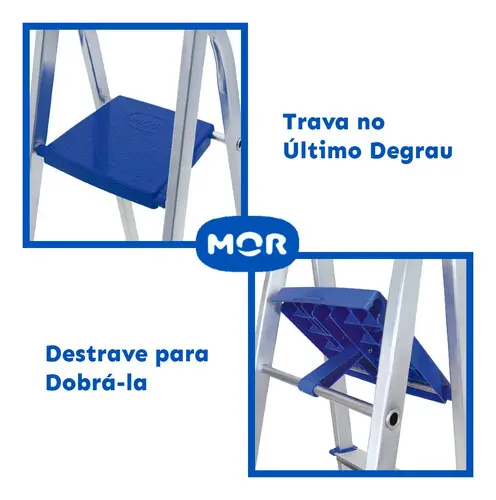 Escada Doméstica Mor 5103 Alumínio 5 Degraus — foto 3