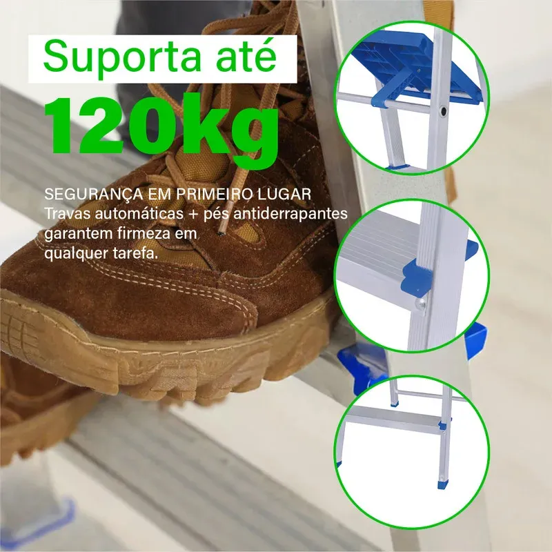Escada Mor Dobrável 6 Degraus em Alumínio — foto 3