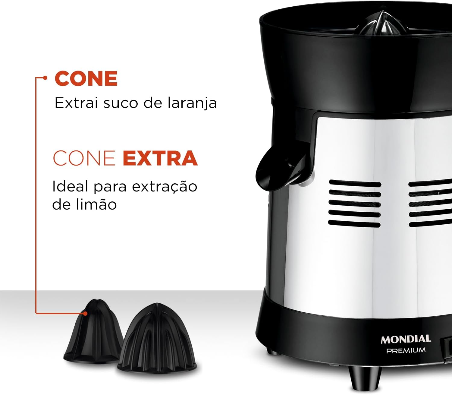 Espremedor de Frutas Britânia 250W 1 Litro com 2 Cones — foto 3