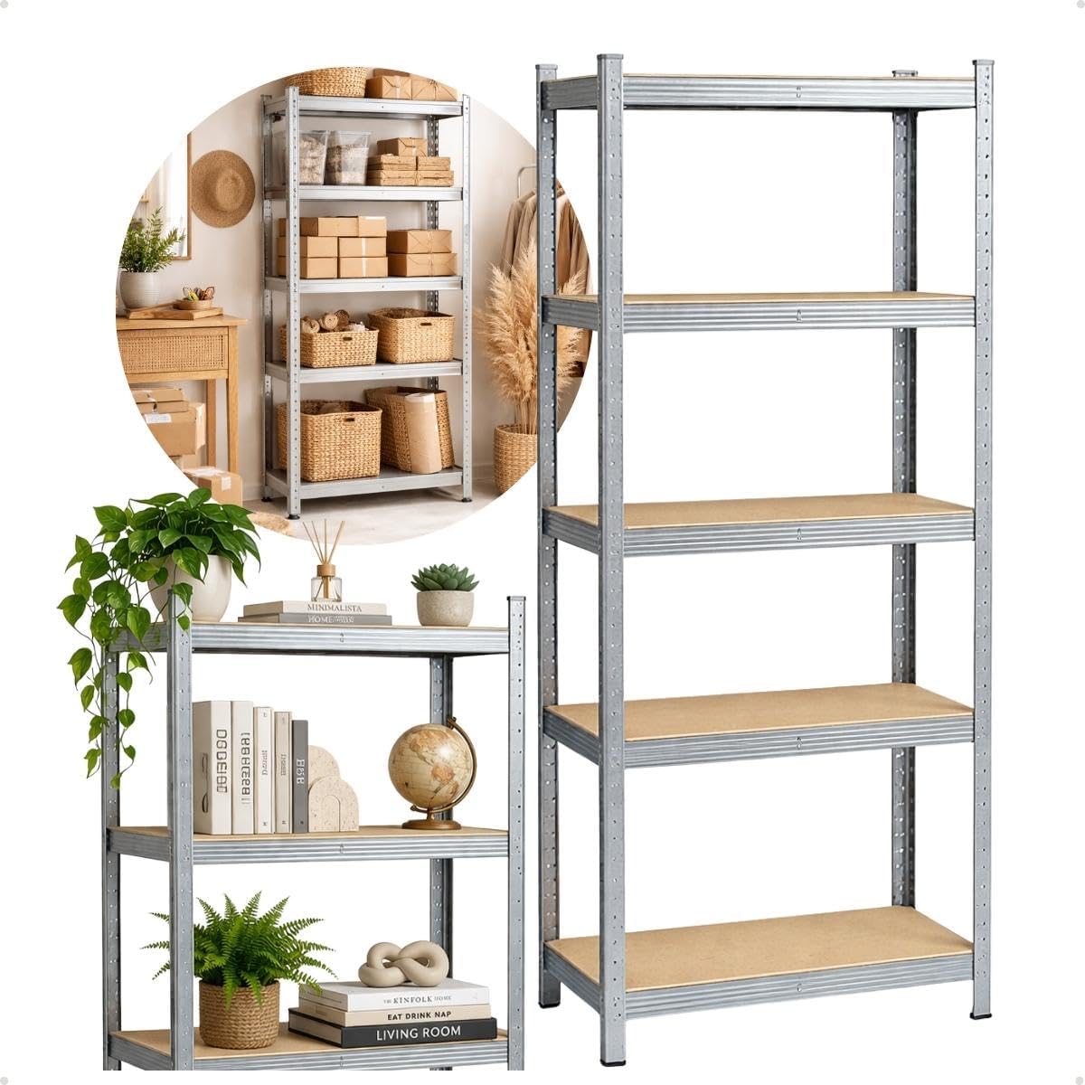Estante Aço Galvanizado 5 Prateleiras MDF 180cm x 60cm x 30cm