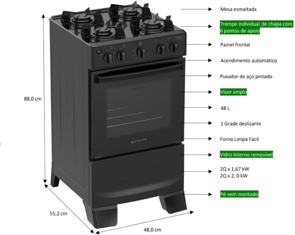 Fogão Automático com Forno de Vidro Duplo - Limpa Fácil — foto 7