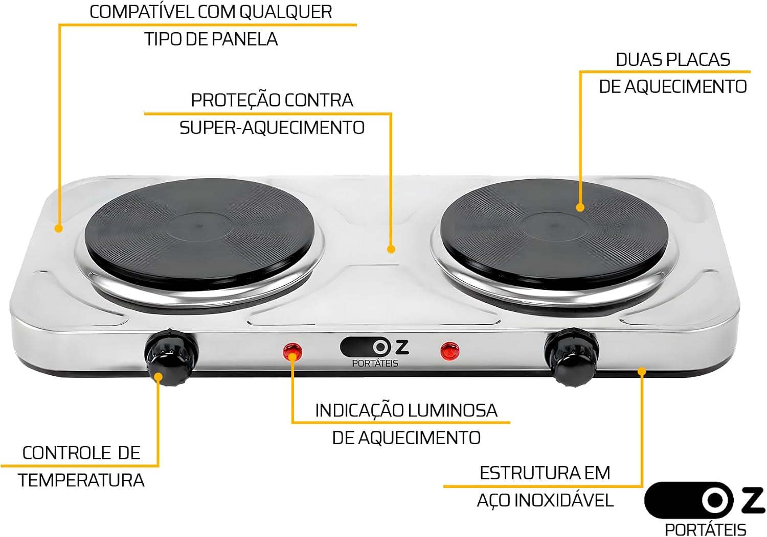 Fogão Elétrico 2 Bocas Cooktop - FE2000 127V — foto 2