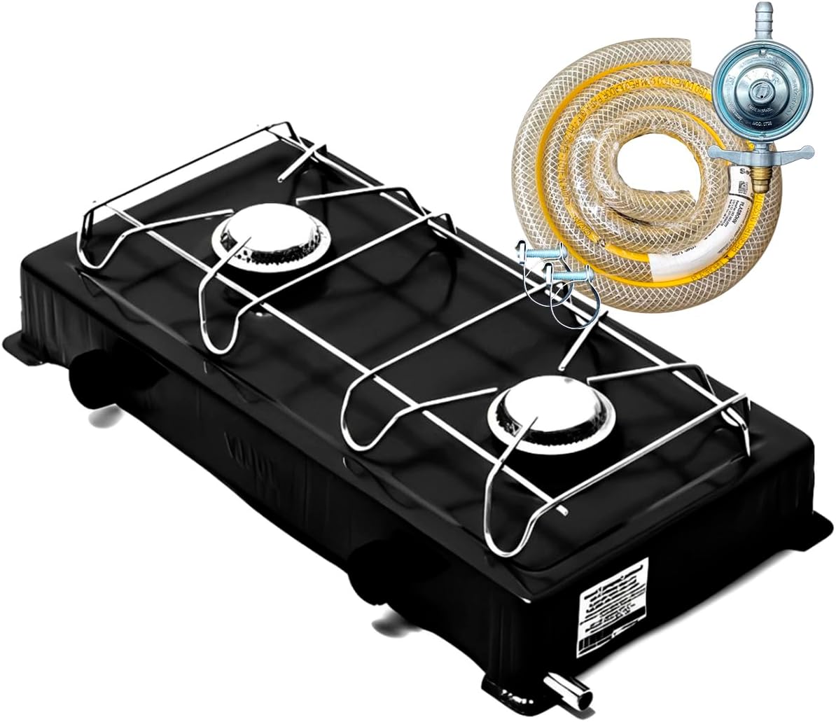 Fogão Portátil Stander 2 Bocas com Kit Gás Completo Regulador e Mangueira 1,25m