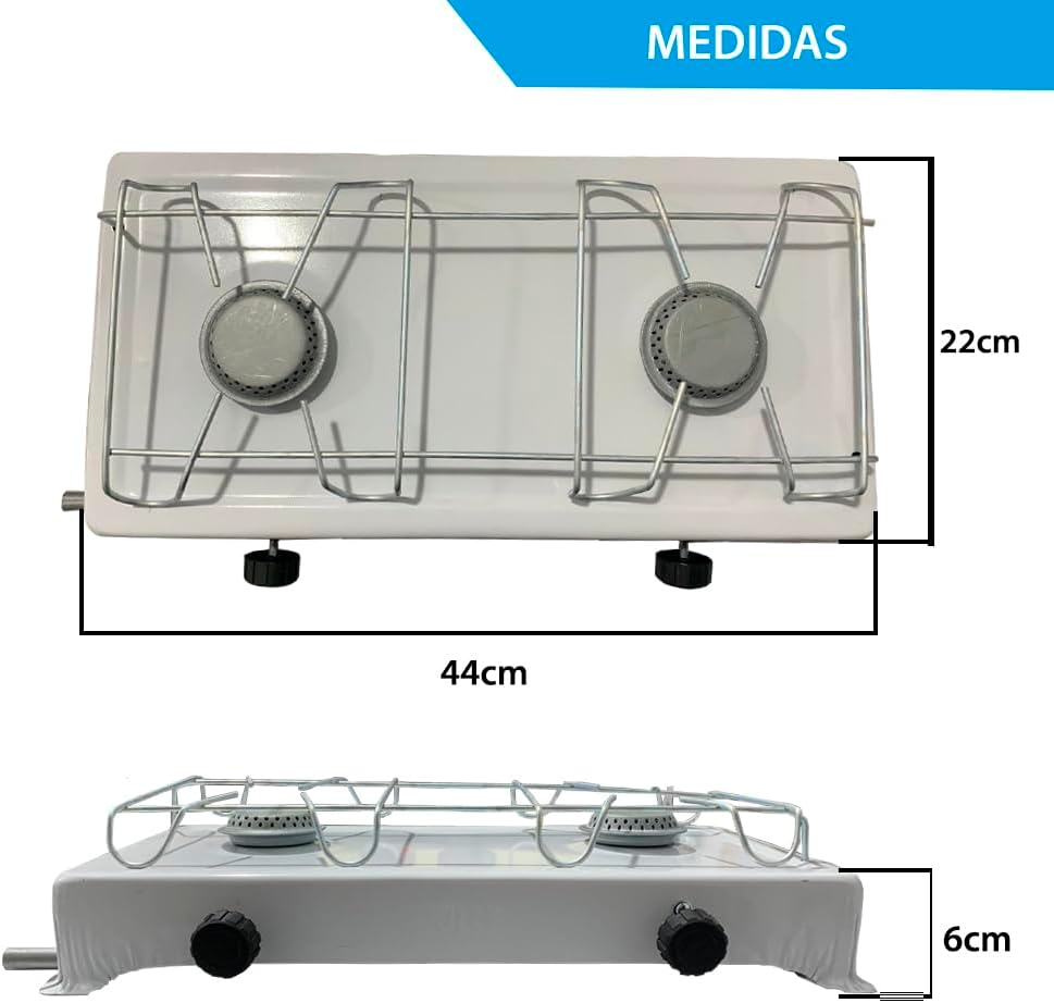 Fogão Portátil Camping Duas Bocas a Gás Branco — foto 5