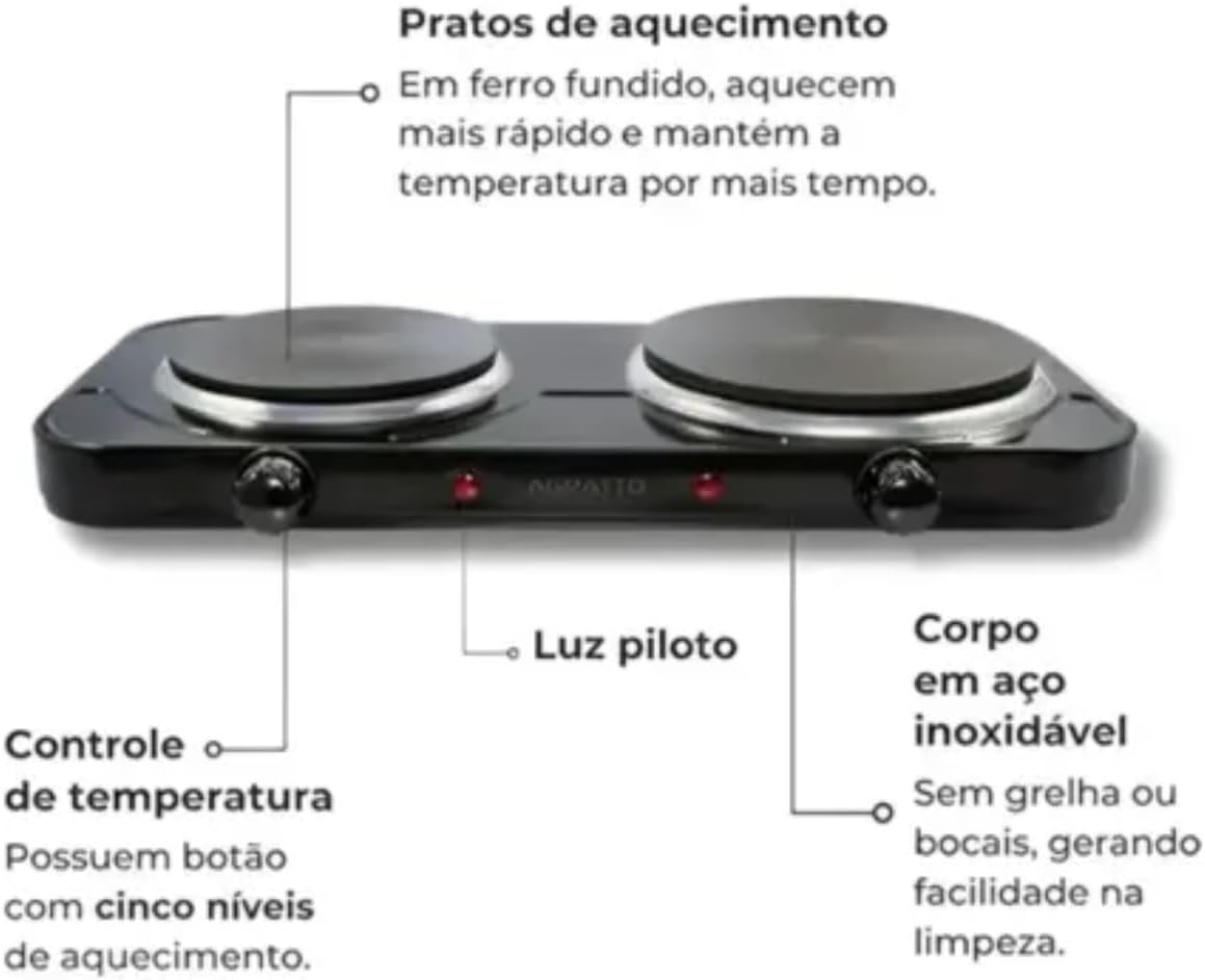 Fogareiro Elétrico FMP em Aço Carbono Preto 2500W — foto 6