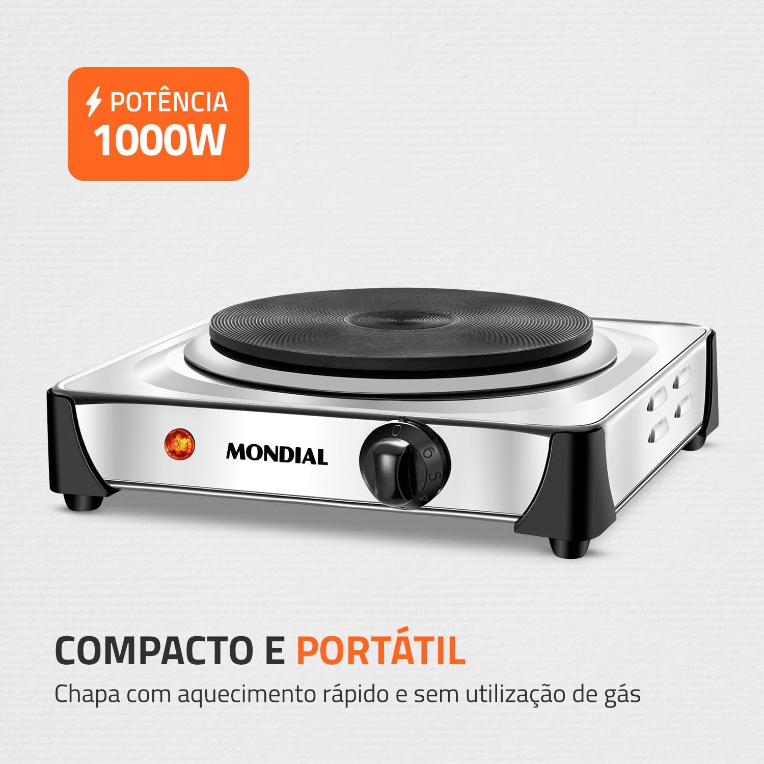 Fogareiro Portátil Elétrico 1000W Inox — foto 2