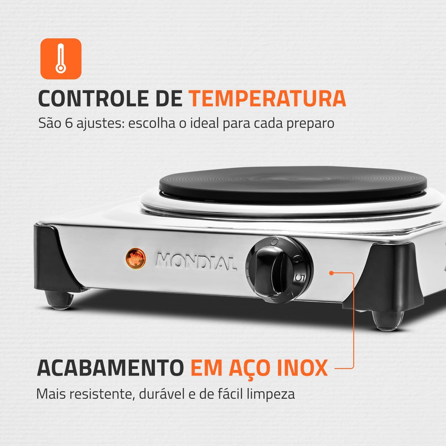 Fogareiro Portátil Elétrico 1000W Inox — foto 4