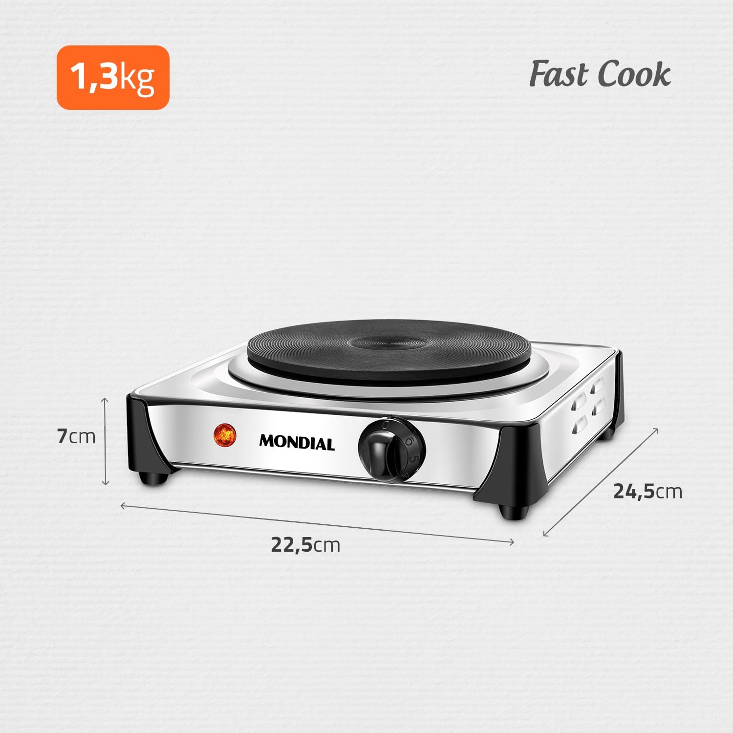 Fogareiro Portátil Elétrico 1000W Inox — foto 5
