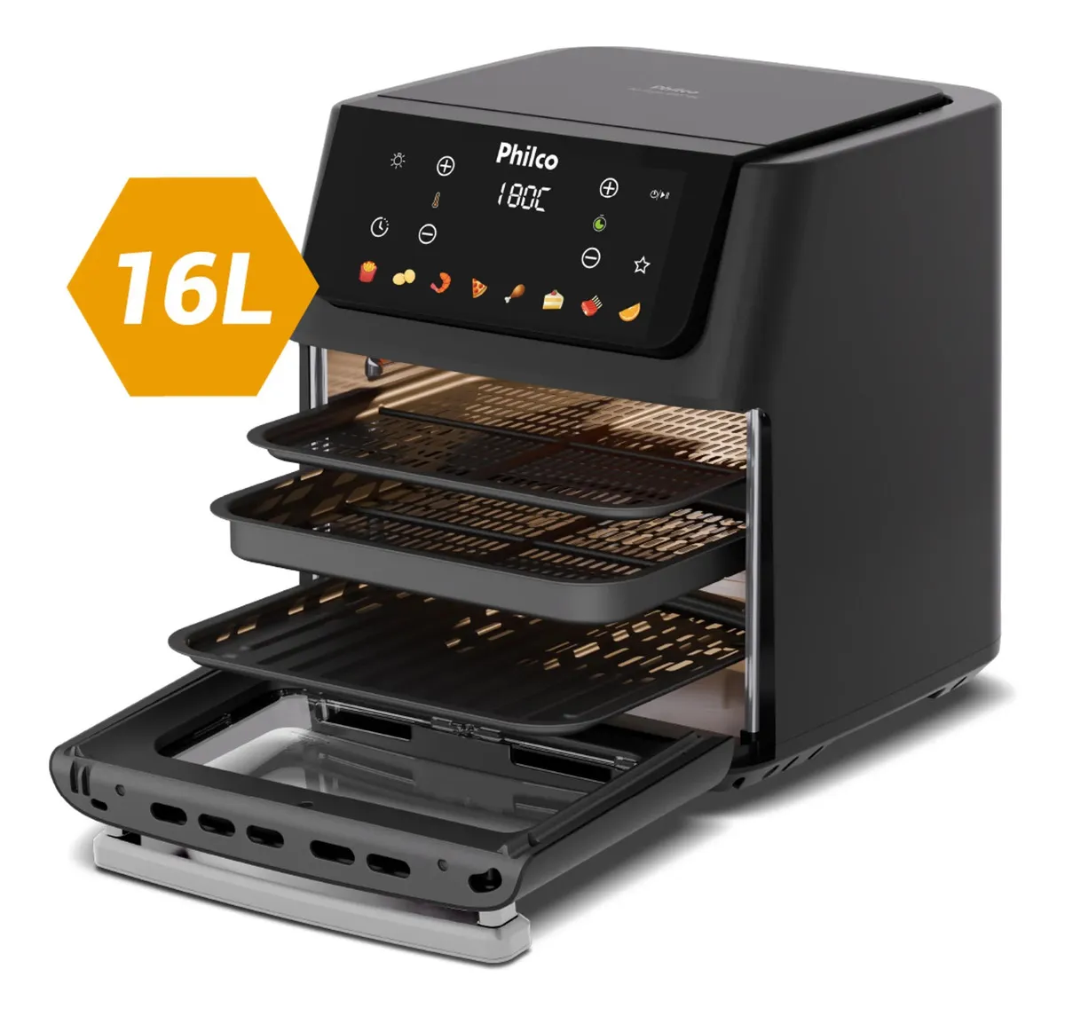 Fritadeira Air Fryer Philco PAF16C 16 Litros Preto Bivolt