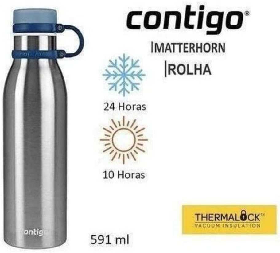 Garrafa Térmica Inox Matterhorn 591ml Azul Mônaco - Contigo — foto 2