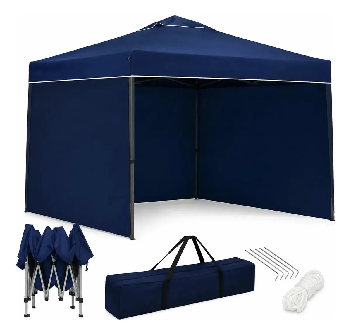 Gazebo Tenda Barraca Articulado Alumínio 3x3m com 3 Paredes Removíveis Azul