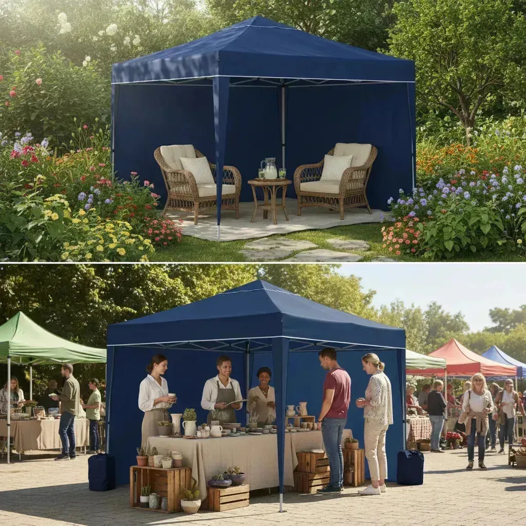 Gazebo Tenda Barraca Articulado Alumínio 3x3m com 3 Paredes Removíveis Azul — foto 4