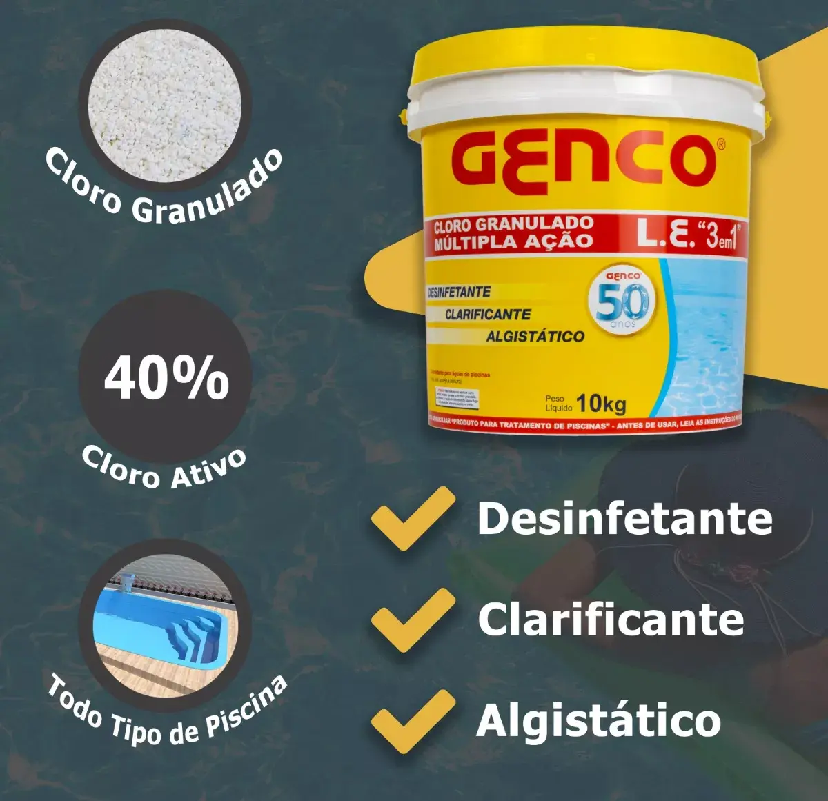 Genco 3 em 1 Balde 10kg para Piscina - Tratamento Completo — foto 4