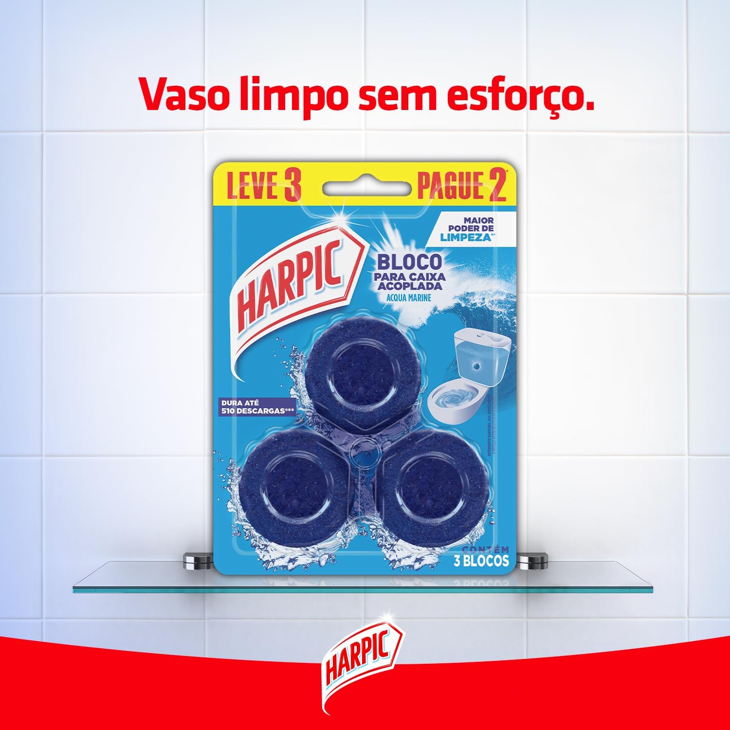 Harpic Bloco Sanitário para Caixa Acoplada Marine - 3 Unidades — foto 2