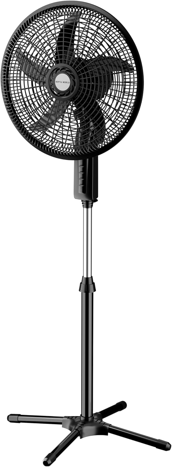 HEPTA WORLD Ventilador de Coluna 43cm Silencioso Design Slim Preto 220V