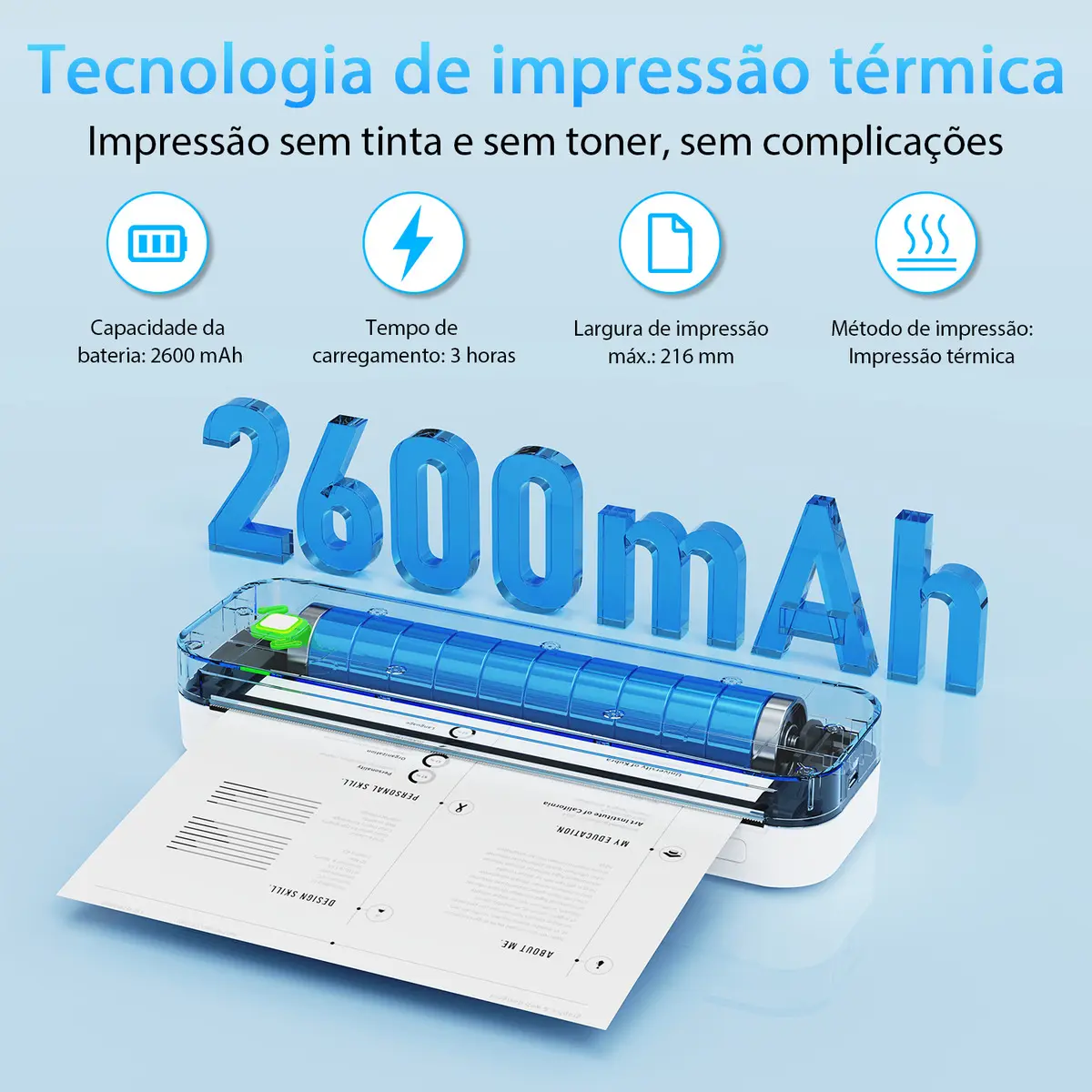 Impressora Portátil Ablemark A4 Térmica Bluetooth — foto 3