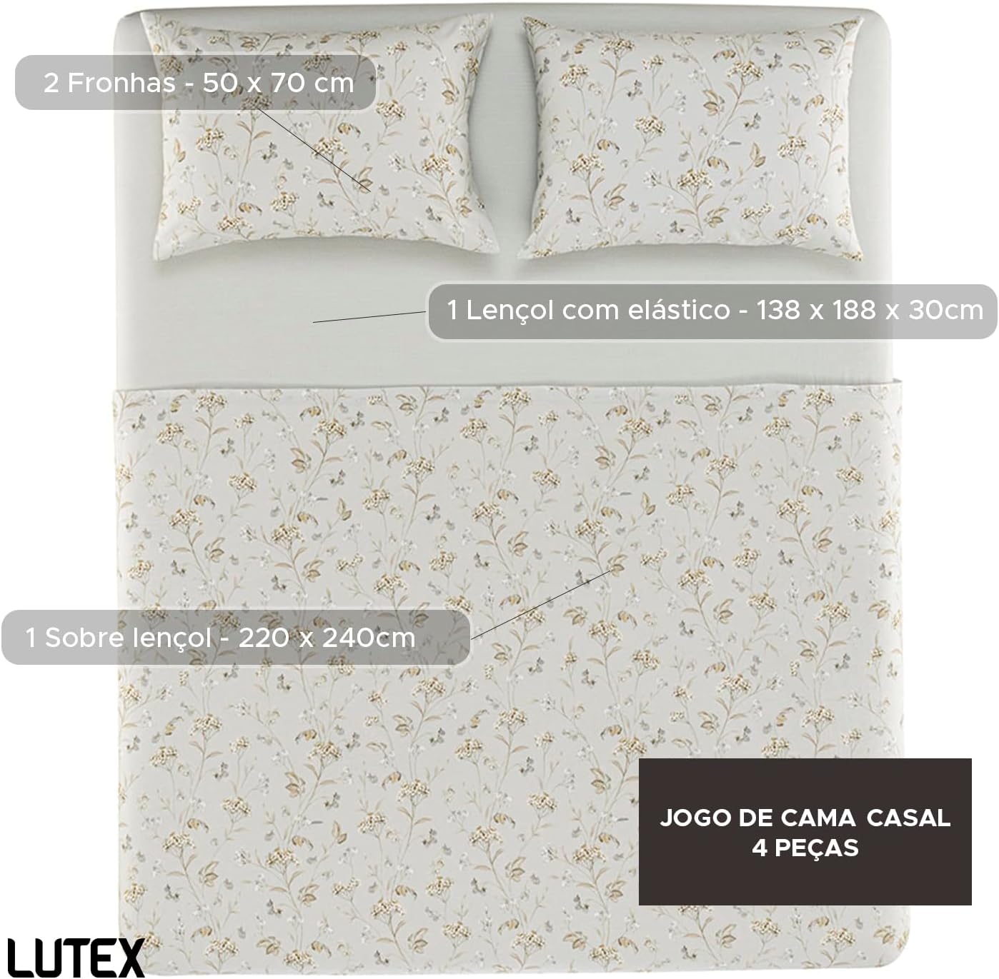 Jogo de Cama Casal 160 Fios Karsten 100% Algodão - Conforto e Estilo — foto 5
