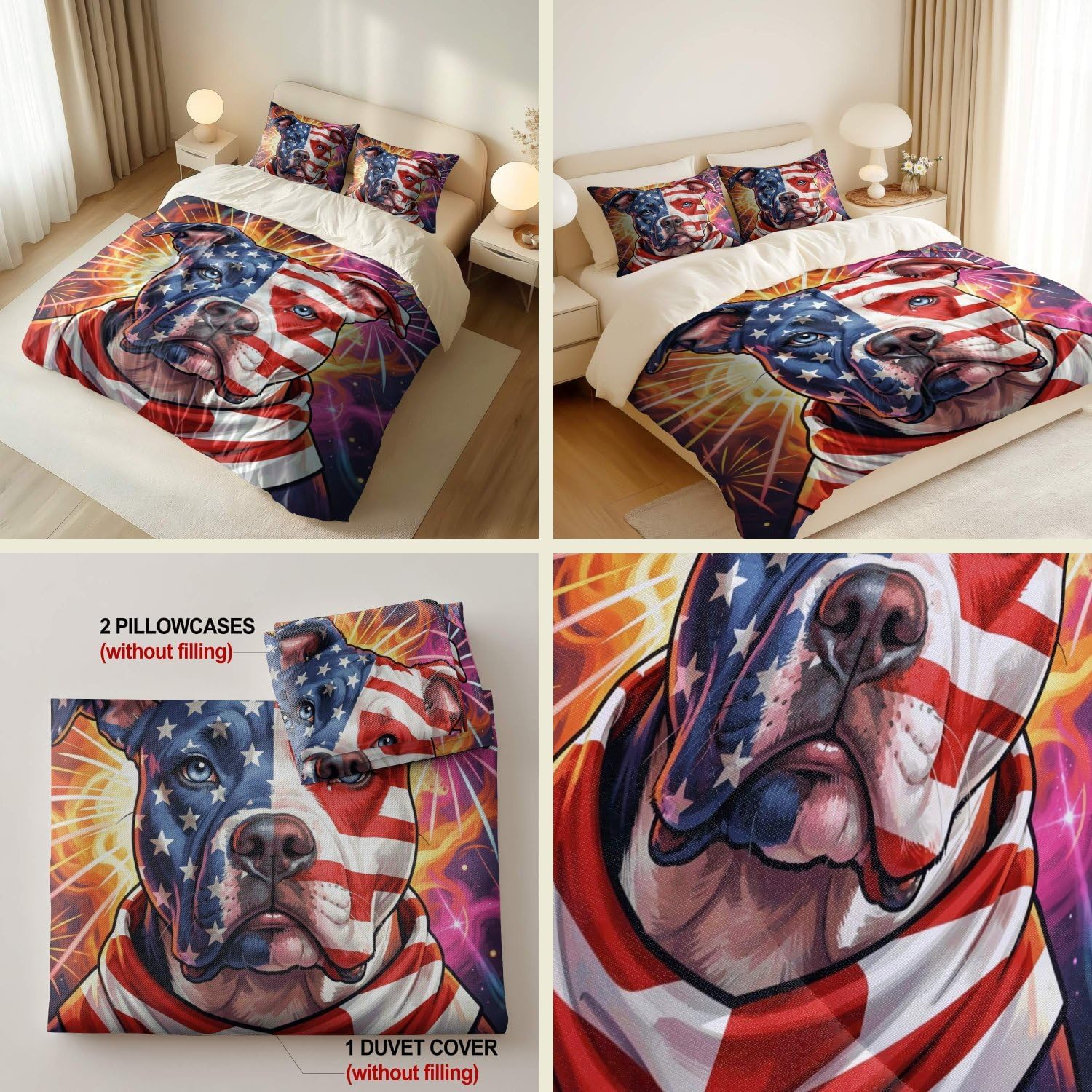 Jogo de Cama Patriótico Bandeira Americana 3 Peças - Microfibra — foto 2