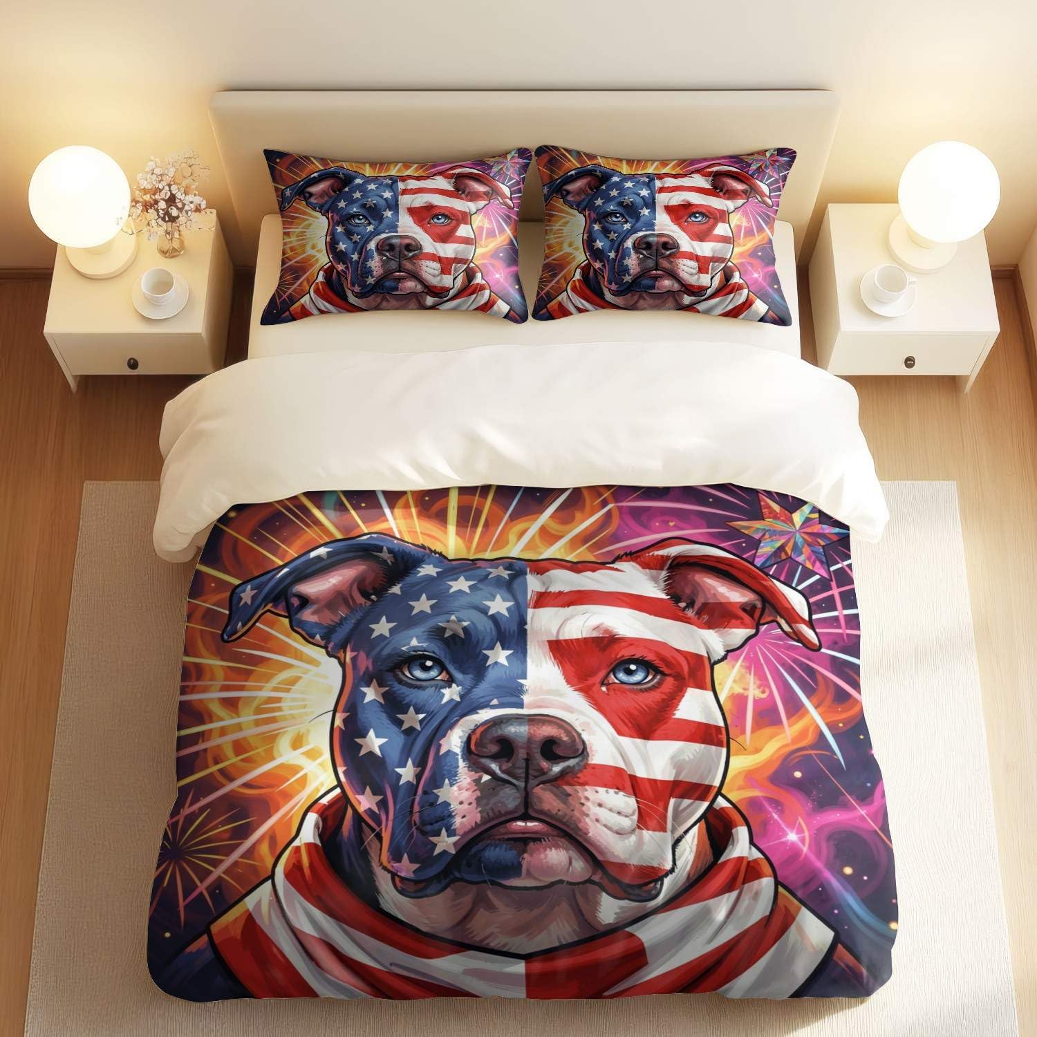 Jogo de Cama Patriótico Bandeira Americana 3 Peças - Microfibra
