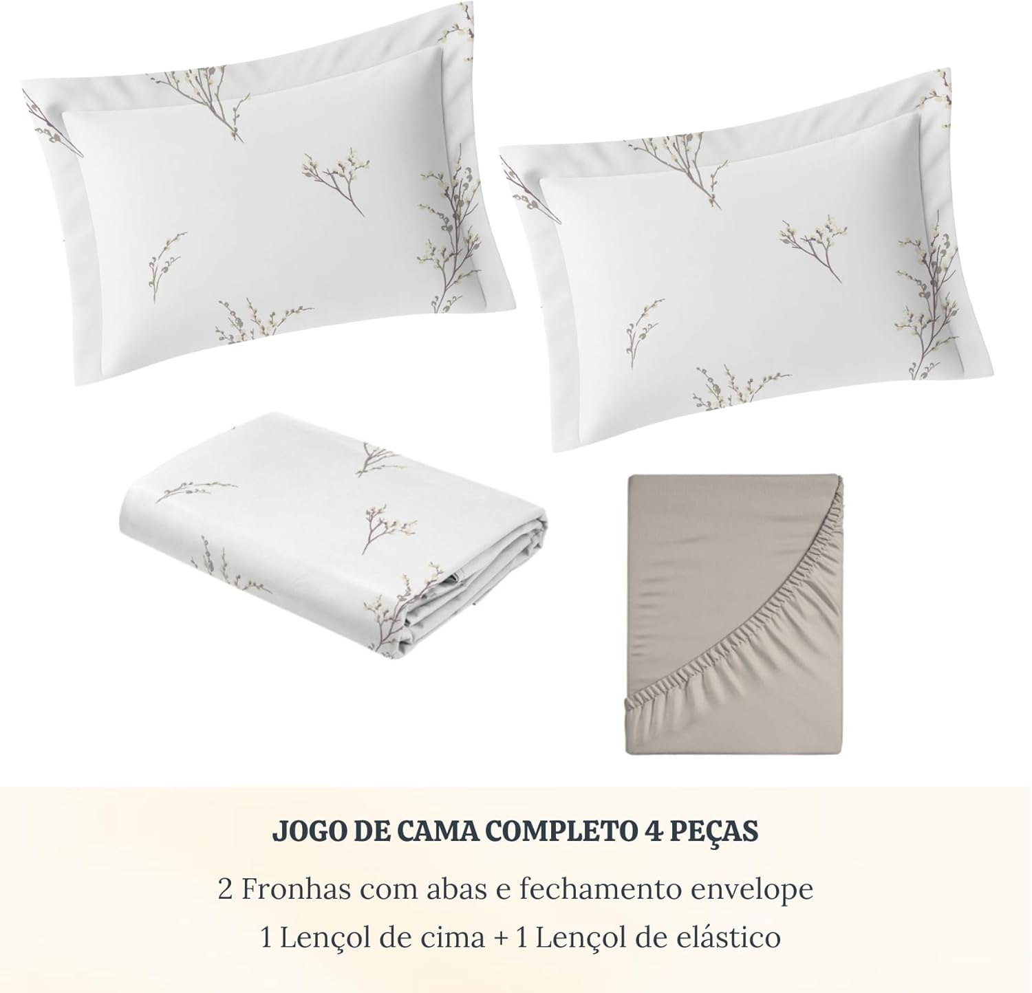 Jogo de Cama Percal 100% Algodão Antialérgico - 4 Peças — foto 3