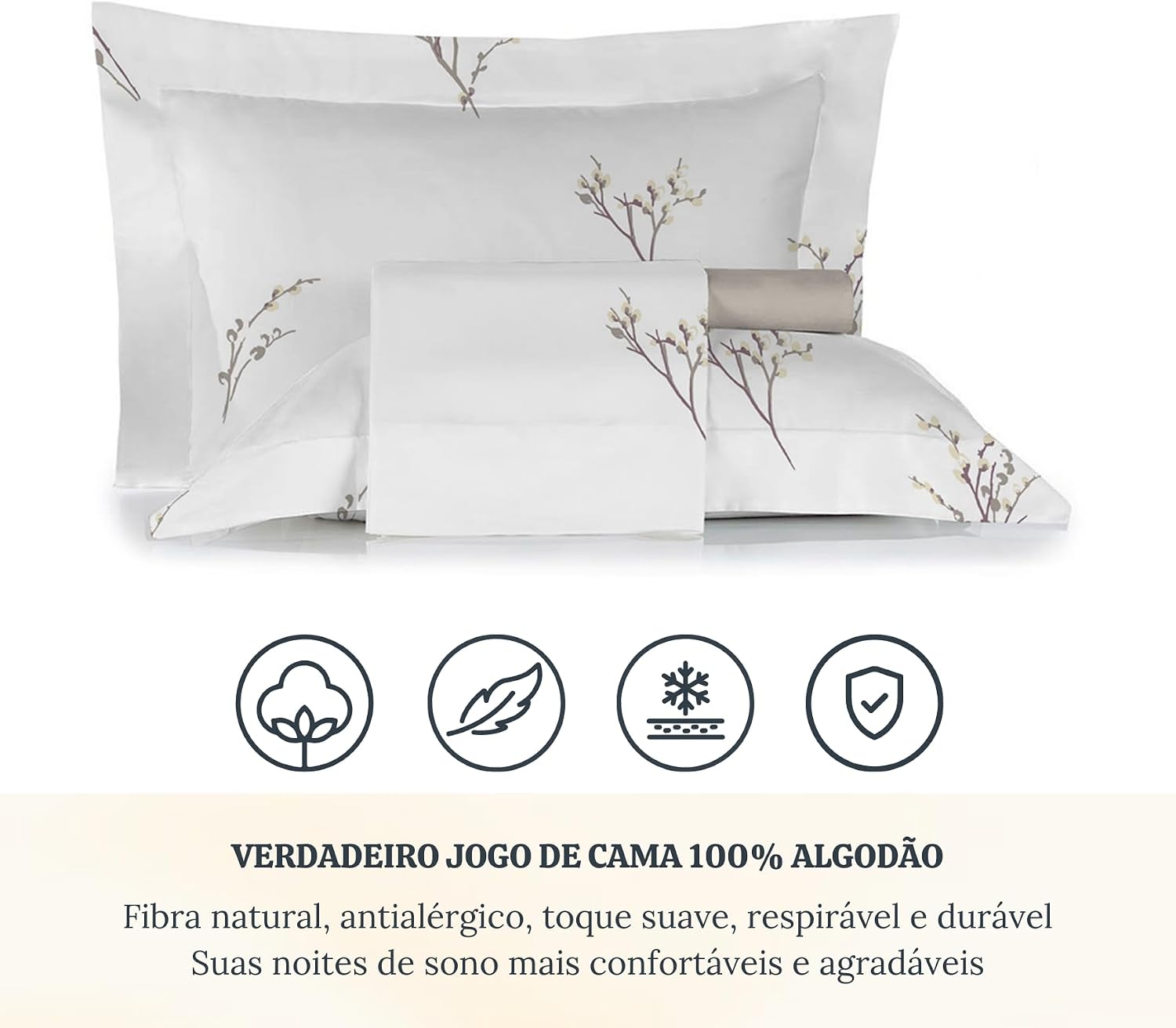 Jogo de Cama Percal 100% Algodão Antialérgico - 4 Peças — foto 2