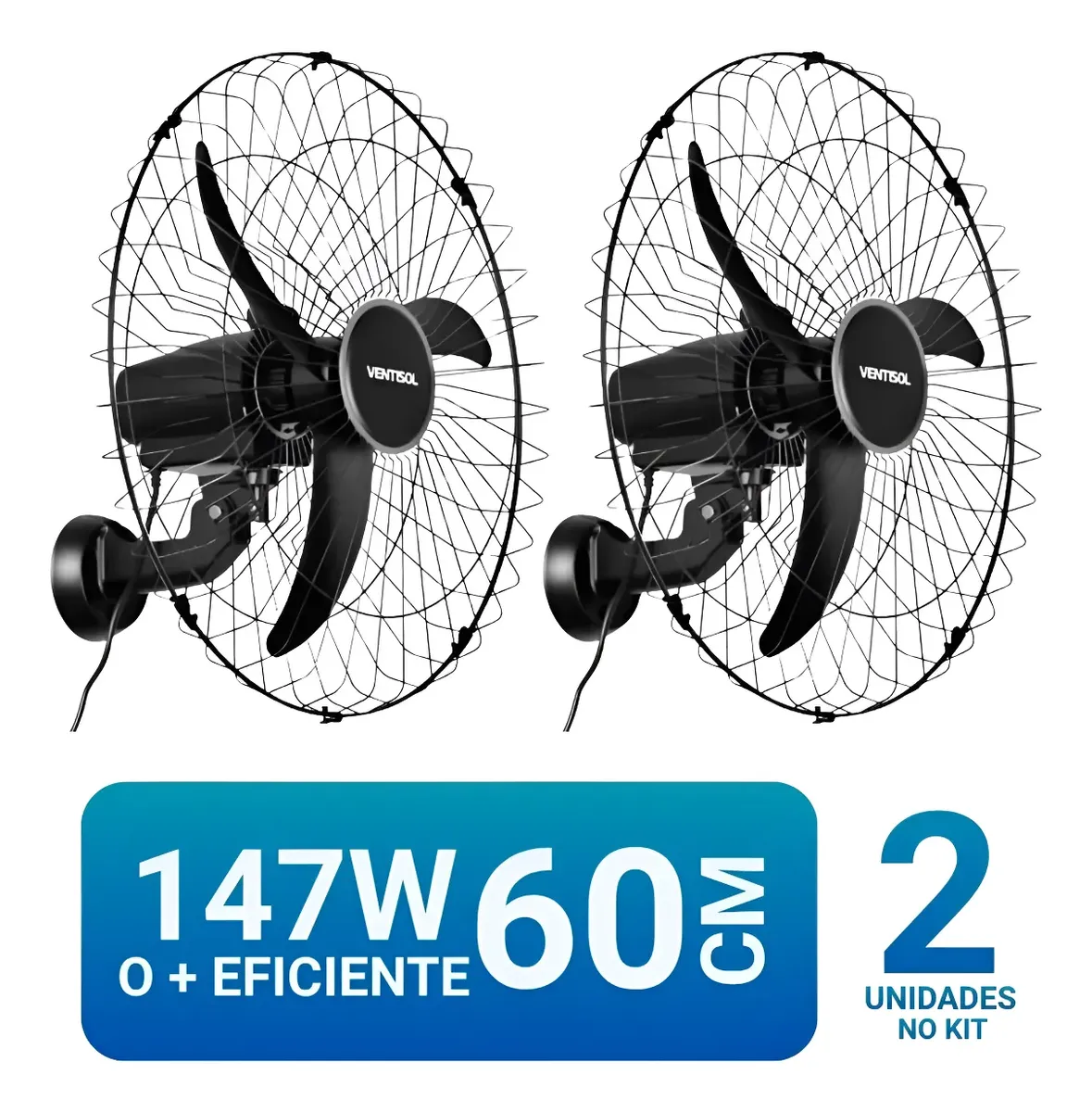Ventilador de Parede Ventisol New 60cm 147W Oscilante Preto